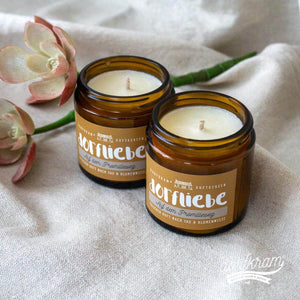 Duftkerze im Glas mit Spruch. Dorfkindmoment. Dorfkram®