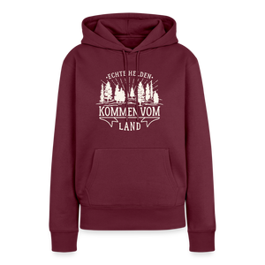 Echte Helden kommen vom Land / Damen Premium Hoodie - Burgunderrot