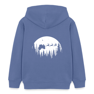 Weihnachtsmann fliegt mit Traktor über die Wälder / Kinder Organic Hoodie - Blau
