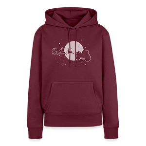 Weihnachtsmann auf Traktor mit Rentieren / - Burgunderrot