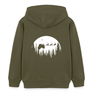 Weihnachtsmann fliegt mit Traktor über die Wälder / Kinder Organic Hoodie - Khaki