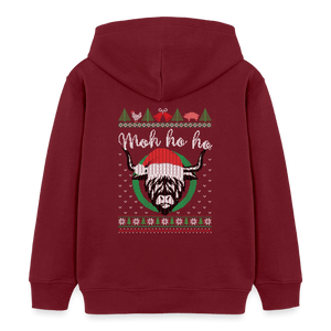 Weihnachtskuh Mo Ho Ho / Kinder Organic Hoodie - Burgunderrot