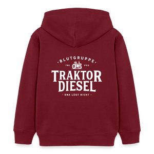 Blutgruppe Traktor Diesel - DNA lügt nicht / Kinder Organic Hoodie - Burgunderrot