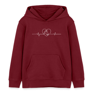 Herzschlag Pferd - Pferd Liebe / Kinder Organic Hoodie - Burgunderrot