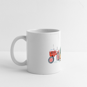 Traktor zieht Schlitten / Tasse - Weiß