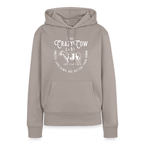 Crazy Cow Lady / Kühe sind besser als Menschen / Damen Premium Hoodie - Taupe