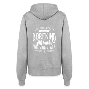 Leg Dich niemals mit einem Dorfkind an / Damen Premium Sweatjacke - Grau meliert