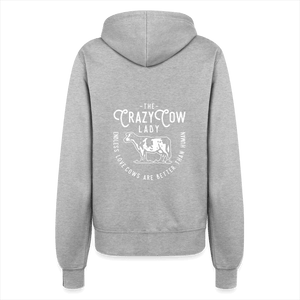 Crazy Cow Lady / Kühe sind besser als Menschen / Damen Premium Sweatjacke - Grau meliert