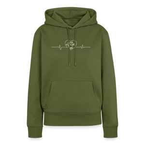 Herzschlag Kuh / Kuhliebe / Damen Premium Hoodie - Khaki