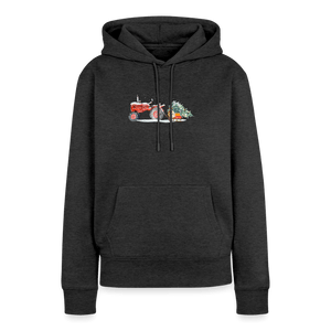Traktor zieht Schlitten mit Weihnachtsbaum / Damen Premium Hoodie - Anthrazit meliert