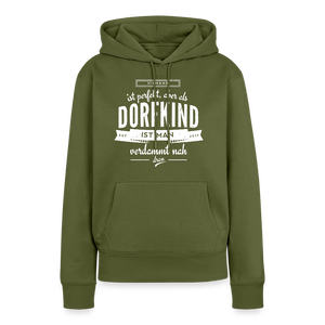 Niemand ist perfekt aber als Dorfkind ist man verdammt nah dran / Damen Premium Hoodie - Khaki