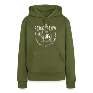 Crazy Cow Lady / Kühe sind besser als Menschen / Damen Premium Hoodie - Khaki