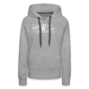 Dorfkind und stolz drauf / Damen Premium Hoodie - Grau meliert