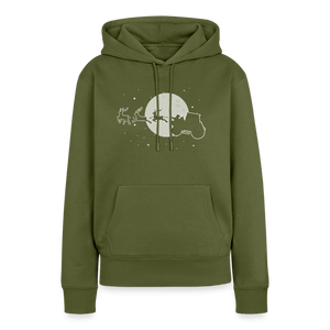 Weihnachtsmann auf Traktor mit Rentieren / - Khaki