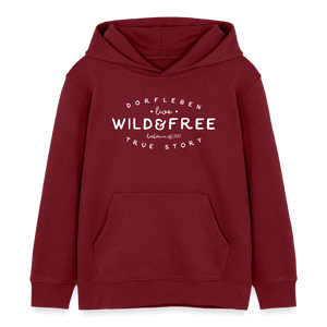 Wild and free - Dorfleben Liebe / Kinder Organic Hoodie - Burgunderrot