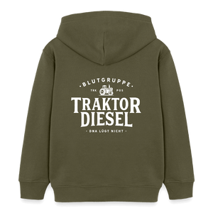 Blutgruppe Traktor Diesel - DNA lügt nicht / Kinder Organic Hoodie - Khaki