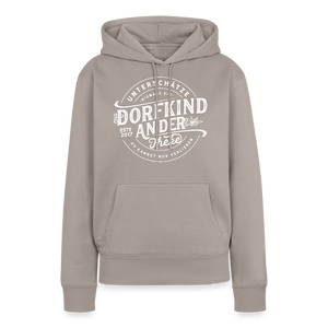 Unterschätze niemals ein Dorfkind an der Theke, du kannst nur verlieren / Damen Premium Hoodie - Taupe