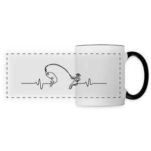 Herzschlag Angeln / Angel Liebe / Tasse - Weiß/Schwarz