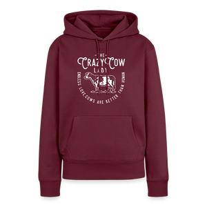 Crazy Cow Lady / Kühe sind besser als Menschen / Damen Premium Hoodie - Burgunderrot