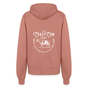 Crazy Cow Lady / Kühe sind besser als Menschen / Damen Premium Sweatjacke - Altrosa