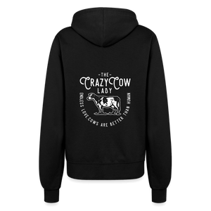 Crazy Cow Lady / Kühe sind besser als Menschen / Damen Premium Sweatjacke - Schwarz