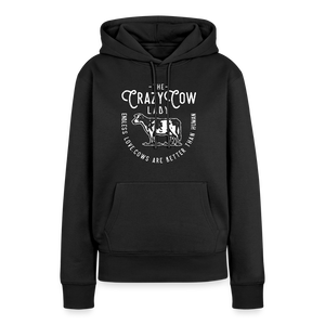 Crazy Cow Lady / Kühe sind besser als Menschen / Damen Premium Hoodie - Schwarz