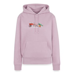 Traktor zieht Schlitten mit Weihnachtsbaum / Damen Premium Hoodie - Altrosa