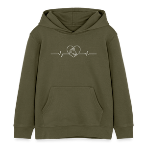 Herzschlag Pferd - Pferd Liebe / Kinder Organic Hoodie - Khaki