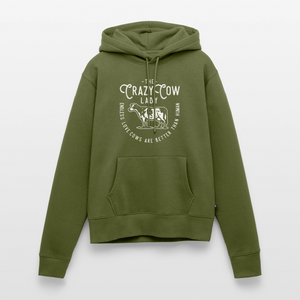 Crazy Cow Lady / Kühe sind besser als Menschen / Damen Premium Hoodie - Khaki