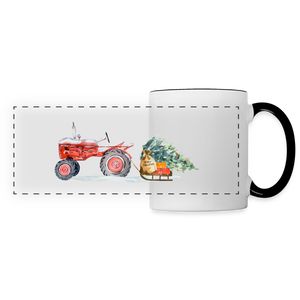 Traktor zieht Schlitten / Tasse - Weiß/Schwarz