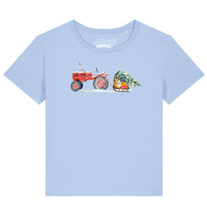 Traktor zieht Weihnachtsbaum mit einem Schlitten / Damen Organic Shirt