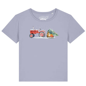 Traktor zieht Weihnachtsbaum mit einem Schlitten / Damen Organic Shirt