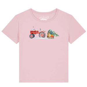 Traktor zieht Weihnachtsbaum mit einem Schlitten / Damen Organic Shirt