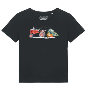 Traktor zieht Weihnachtsbaum mit einem Schlitten / Damen Organic Shirt