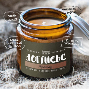 Hackklotz / Duftkerze im Glas / Kerze Dorfliebe Dorfleben