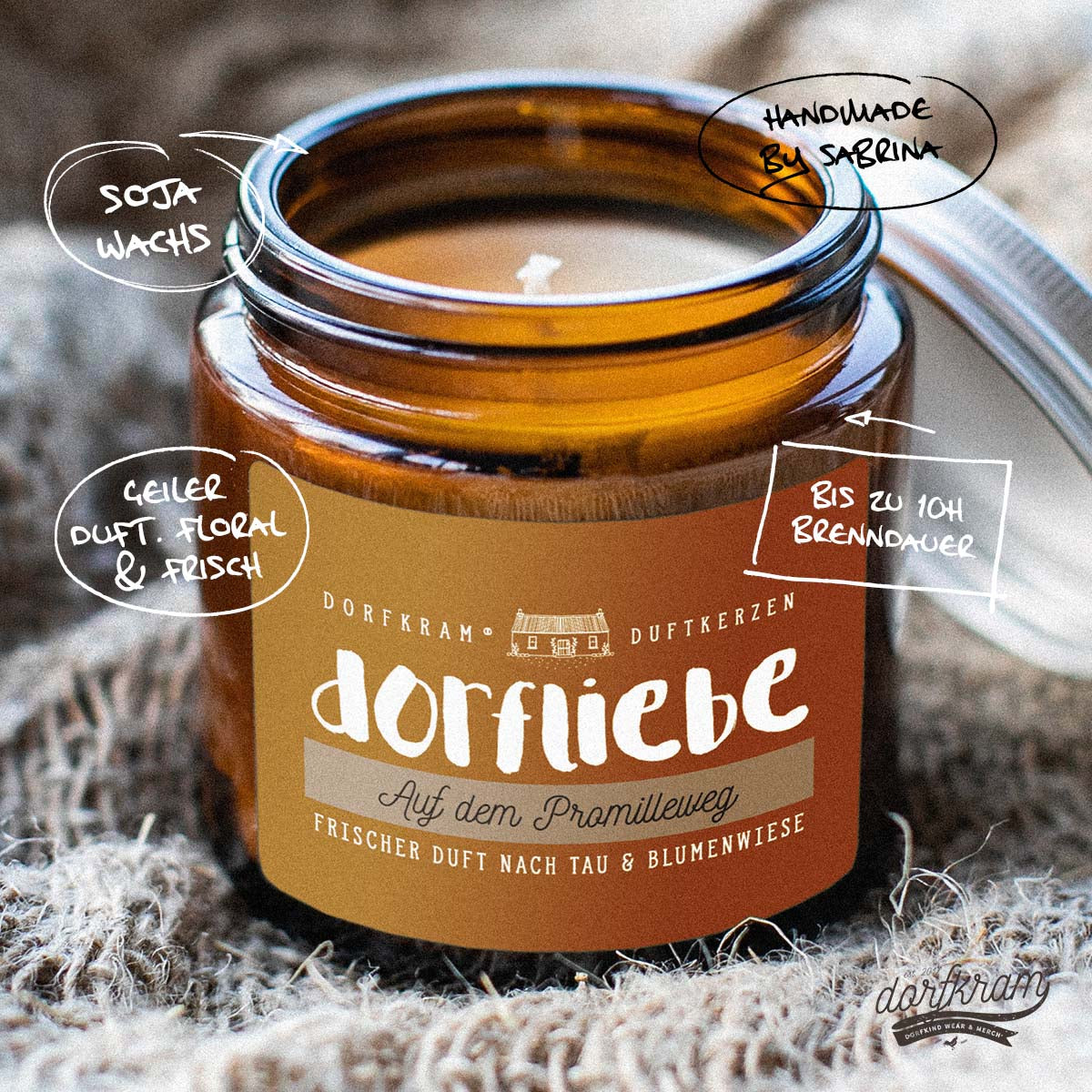 Dorf Kerze im Glas. Promille Weg. Dorfkram®