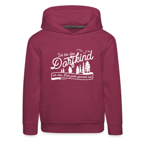 Ich bin das Dorfkind vor dem Dich jeder gewarnt hat / Kinder Premium Hoodie weiß - Bordeaux