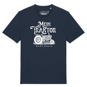 T-Shirt für Landwirt mit Traktor blau. Dorfkram®