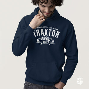 Witziger Traktorhoodie Herren Navy von Dorfkram®