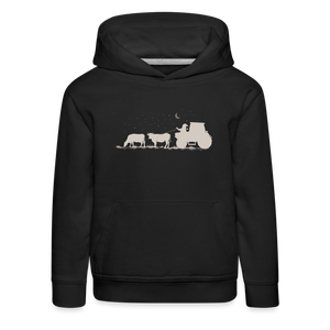 Weihnachtsmann auf Traktor mit Kühe / Kinder Premium Hoodie - Schwarz