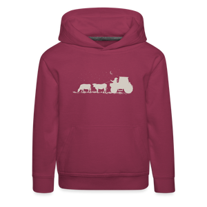 Weihnachtsmann auf Traktor mit Kühe / Kinder Premium Hoodie - Bordeaux
