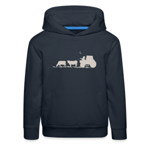 Weihnachtsmann auf Traktor mit Kühe / Kinder Premium Hoodie - Navy