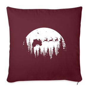 Traktor Klaus / Weihnachtsmann mit Traktor Schlitten / Kissenbezug 44 x 44 cm - Burgunderrot