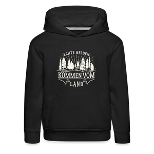 Echte Helden kommen vom Land / Kinder Premium Hoodie - Schwarz