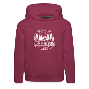 Echte Helden kommen vom Land / Kinder Premium Hoodie - Bordeaux