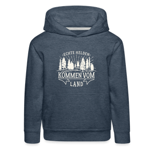 Echte Helden kommen vom Land / Kinder Premium Hoodie - Jeansblau