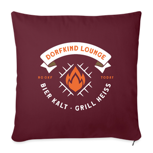 Dorfkind Lounge, Bier kalt Grill heiß / Kissenbezug - Burgunderrot