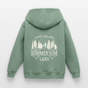 Echte Helden kommen vom Land / Kinder Premium Hoodie - Graugrün