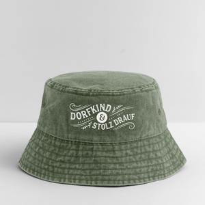 Dorfkind und stolz drauf / Vintage Bucket Hat - Olivgrün vintage