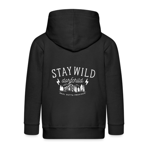 Stay wild Dorfchild / Kinder Premium Kapuzenjacke - Schwarz